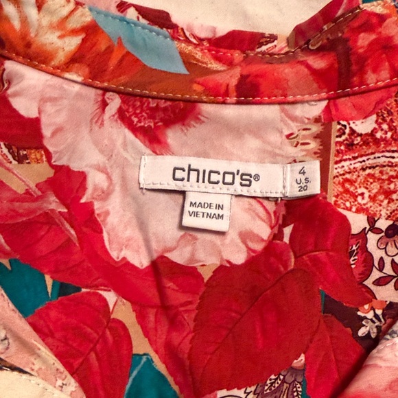 Chico's Red and Blue Floral Top - Picture 2 of 4